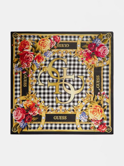 Guess 4g Logo Floral Kadın Neckerchief Siyah | TR-658096