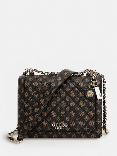 Guess Abey 4g Peony Logo Kadın Çapraz Askılı Çanta Kahverengi | TR-492402