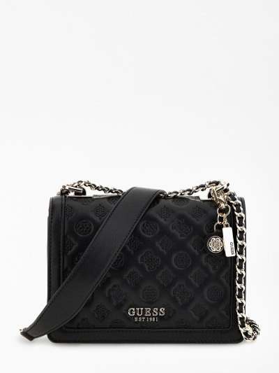 Guess Abey Debossed-logo Mini Kadın Çapraz Askılı Çanta Siyah | TR-845719