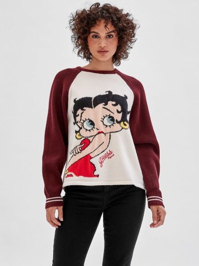 Guess Betty Boop Kadın Kazak Beyaz | TR-084879