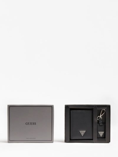 Guess Certosa Saffiano Box Erkek Sets Siyah | TR-735309