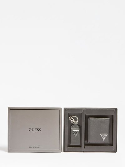 Guess Certosa Saffiano Box Erkek Sets Siyah | TR-753869