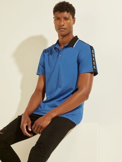 Guess Contrasting Polo Erkek Polo Gömlek Mavi | TR-126856