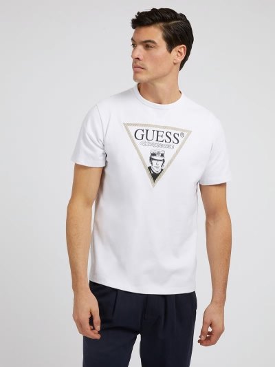 Guess Corto Maltese Print Erkek Tişört Beyaz | TR-942917