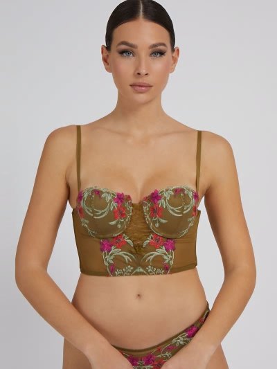 Guess Embroidery Bustier Kadın Sütyen Zeytin Yeşili | TR-361560