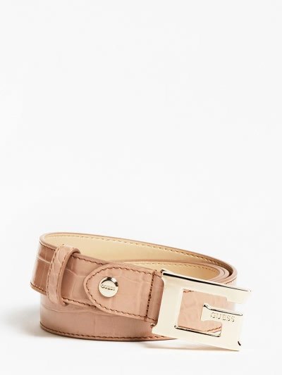 Guess Enisa Croc Print Belt Kadın Kemer Bej Rengi | TR-242320