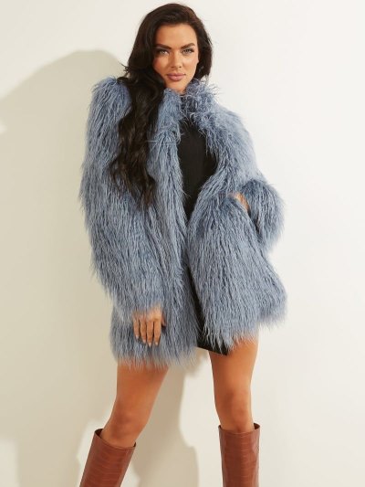 Guess Faux Fur Kadın Ceket Açık Mavi | TR-522572