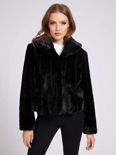 Guess Faux Fur Kadın Ceket Siyah | TR-057981