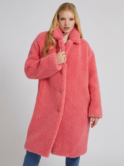 Guess Faux Fur Kadın Kaban Pembe | TR-148589