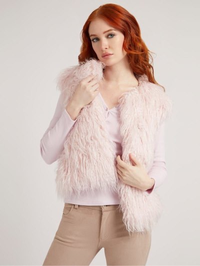 Guess Faux Fur Kadın Yelek Pembe | TR-393785