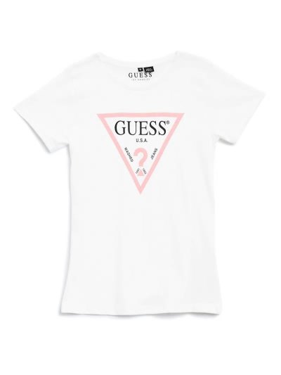 Guess Foil Triangle Logo Çocuk Tişört Beyaz | TR-481500