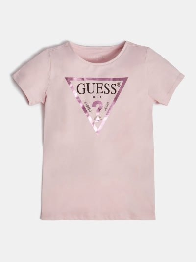 Guess Foil Triangle Logo Çocuk Tişört Pembe | TR-279471