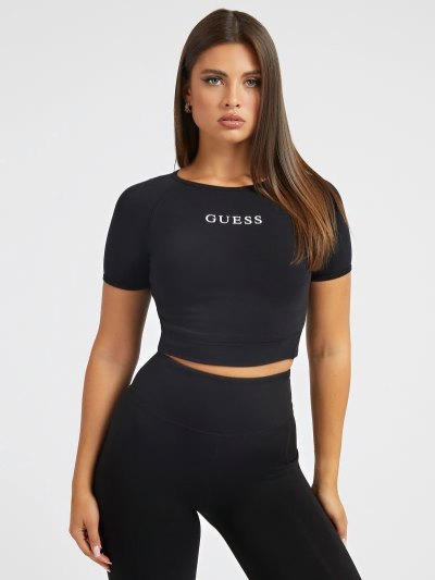 Guess Front Logo Active Kadın Üstler Siyah | TR-244933