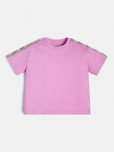 Guess Front Logo Crop Çocuk Tişört Pembe | TR-673504