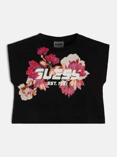 Guess Front Logo Crop Çocuk Tişört Siyah | TR-082582