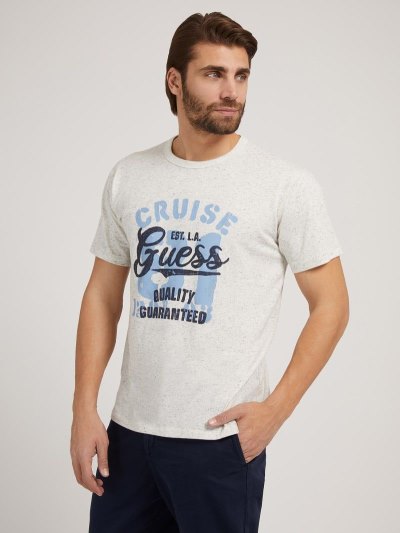 Guess Front Logo Erkek Tişört Beyaz | TR-144520