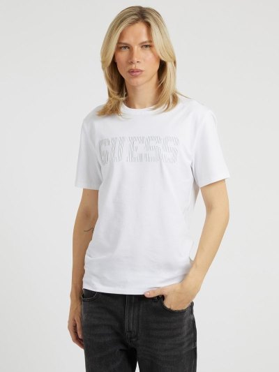 Guess Front Logo Erkek Tişört Beyaz | TR-707060