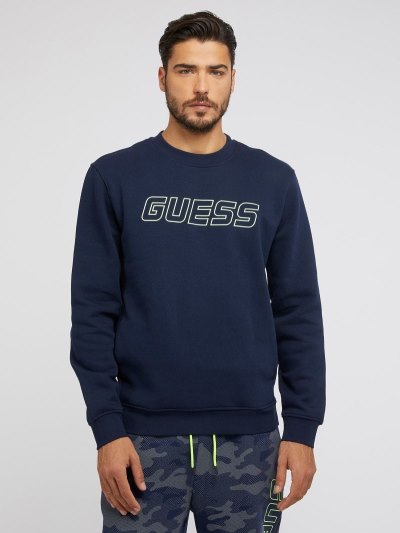 Guess Front Logo Erkek Tişörtü Mavi | TR-491412