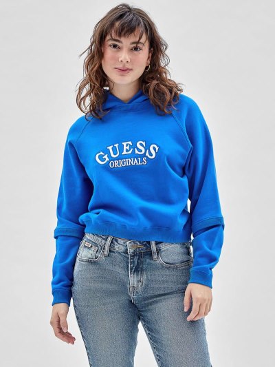 Guess Front Logo Kadın Tişörtü Mavi | TR-549743