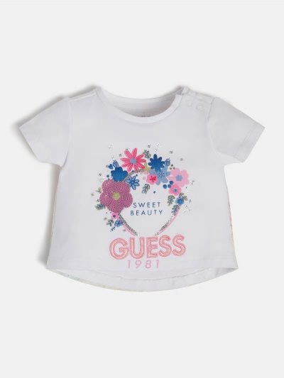 Guess Front Logo Çocuk Tişört Beyaz | TR-356887