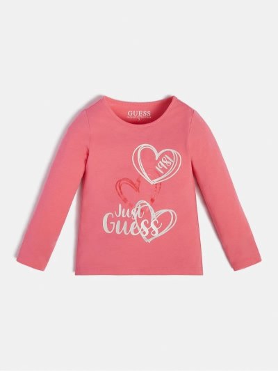 Guess Front Logo Çocuk Tişört Pembe | TR-441415