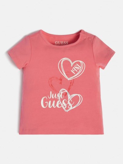 Guess Front Logo Çocuk Tişört Pembe | TR-491102