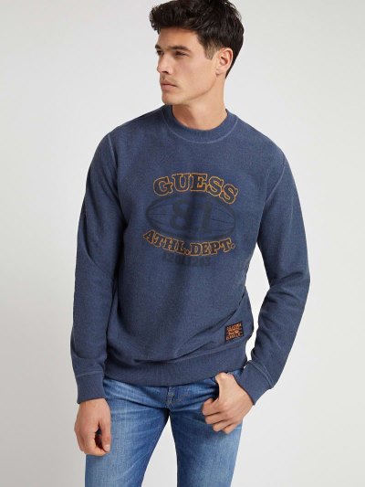 Guess Front Print Erkek Tişörtü Mavi | TR-409874