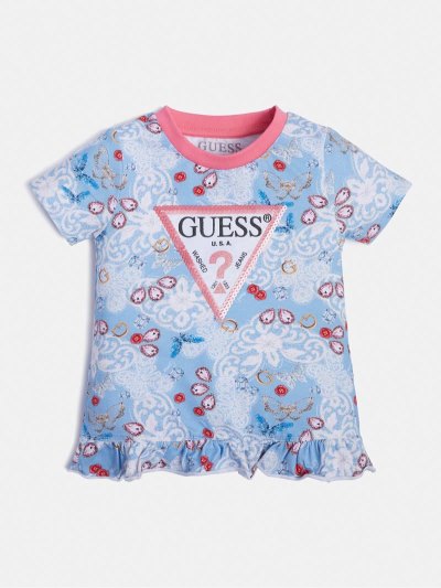 Guess Front Triangle Logo Çocuk Tişört Açık Mavi | TR-868680