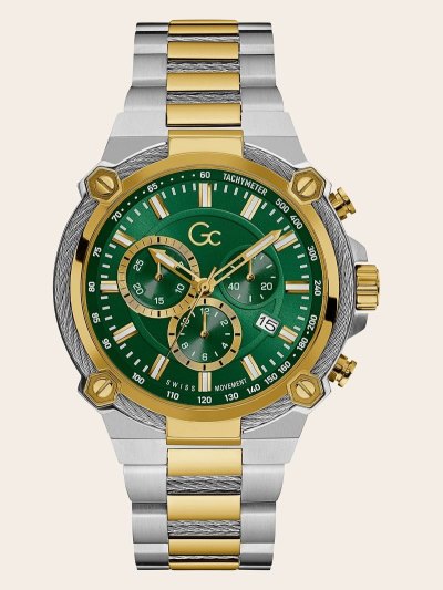 Guess GC Steel Kronograf Erkek Saat Gümüş Altın | TR-237564