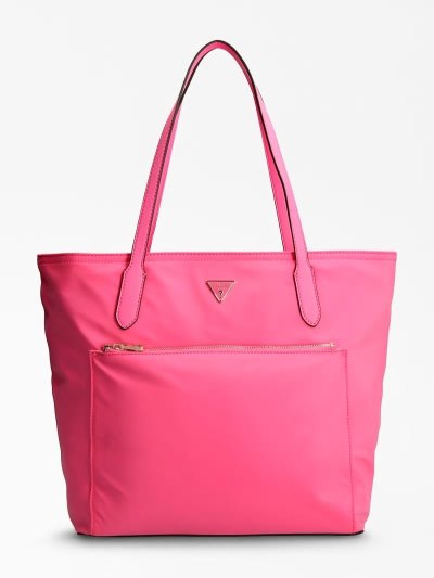 Guess Gemma Logo Triangle Kadın Alışveriş Çantası Pembe | TR-405311