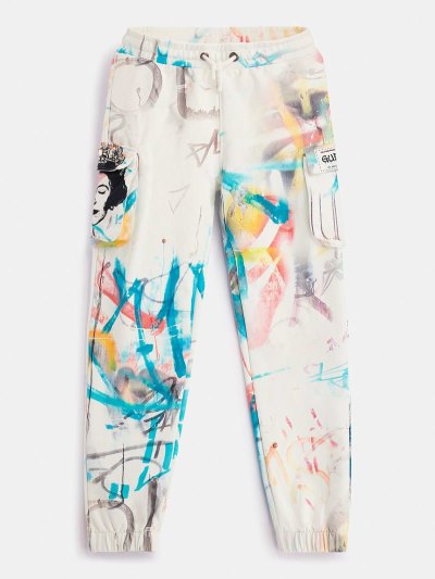 Guess Graffiti Print Jogger Pant Çocuk Jogger Pantolon Beyaz | TR-809353