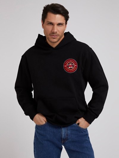 Guess Hoodie Erkek Kapüşonlu Sweatshirt Siyah | TR-140807