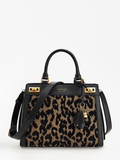 Guess Katey Animalier Kadın El Çantası Siyah | TR-883414