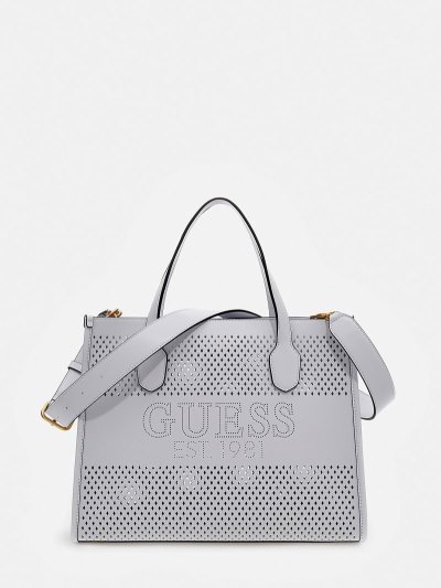 Guess Katey Perforated Kadın El Çantası Beyaz | TR-960780