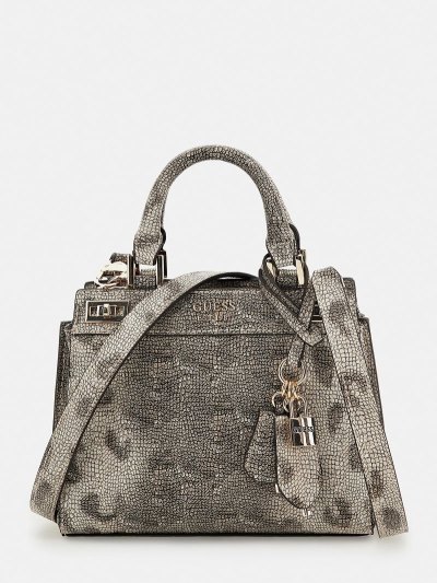 Guess Katey Python Print Mini Kadın El Çantası Gri | TR-523597