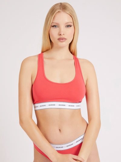 Guess Logo Band Dantel Bralette Kadın Sütyen Kırmızı | TR-659462