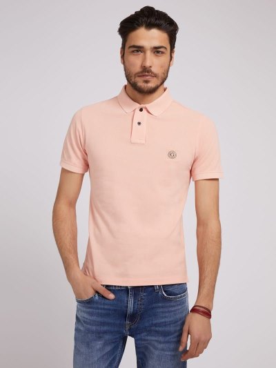 Guess Logo Erkek Polo Gömlek Pembe | TR-486339