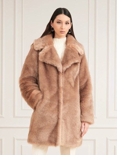 Guess Marciano Faux Fur Kadın Ceket Bej Rengi | TR-544436