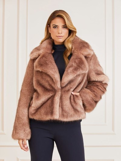 Guess Marciano Faux Fur Kadın Ceket Bej Rengi | TR-690774