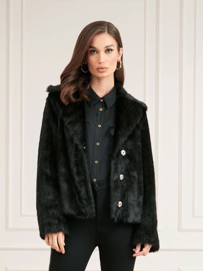 Guess Marciano Faux Fur Kadın Ceket Siyah | TR-768757