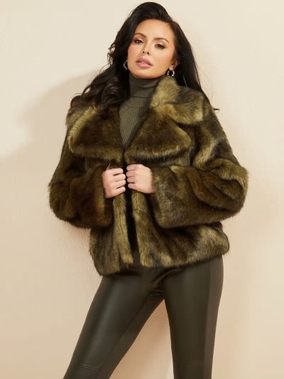 Guess Marciano Faux Fur Kadın Ceket Yeşil | TR-017895