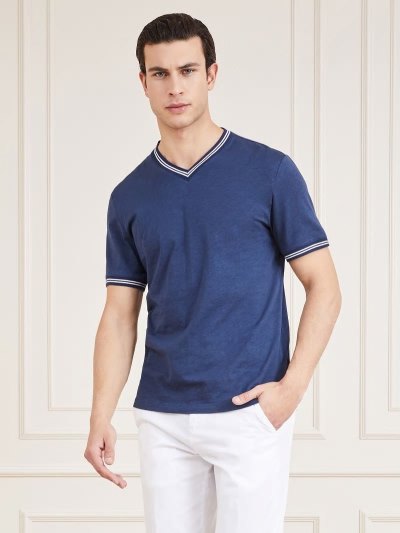 Guess Marciano V Neck Erkek Tişört Mavi | TR-168228