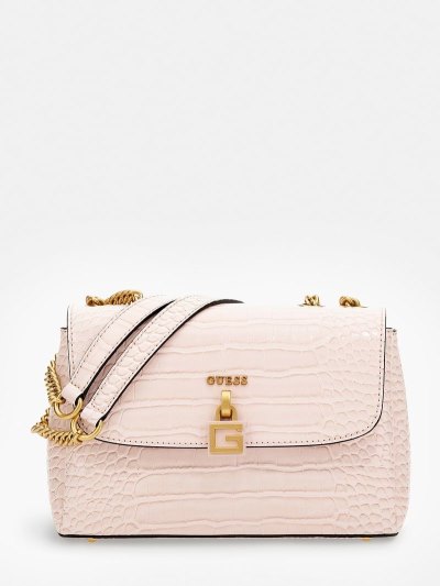 Guess Montreal Croc Print Mini Kadın Çapraz Askılı Çanta Pembe | TR-218723