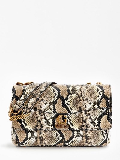 Guess Nell Python-print Kadın Çapraz Askılı Çanta Bej Rengi | TR-152210