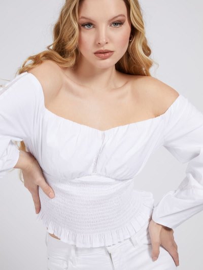 Guess Off-shoulder Kadın Üstler Beyaz | TR-358625