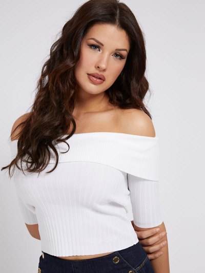 Guess Off-shoulder Sweaters Kadın Üstler Beyaz | TR-068098