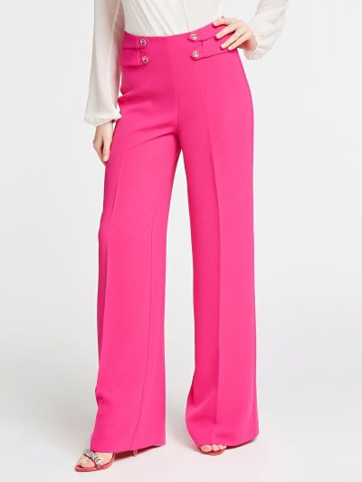 Guess Pantolonlar Marciano Pants Buttons Kadın Pantolonlar Küpe Çiçeği | TR-289795