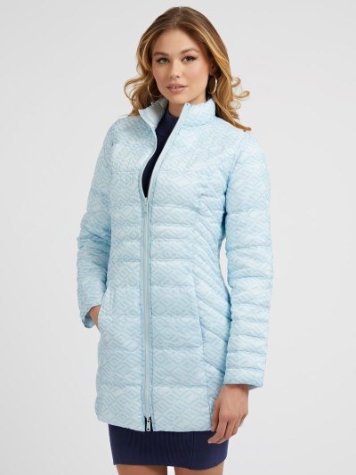 Guess Reversible Long Kadın Puffer Jacket Mavi | TR-874926