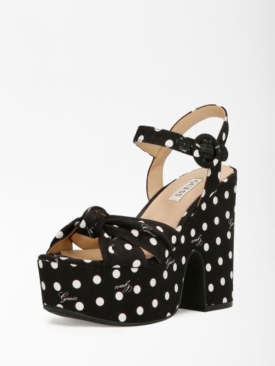 Guess Rion Polkadot Kadın Sandalet Siyah | TR-432767