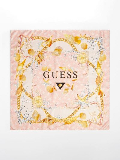 Guess Sea Print Logo Kadın Neckerchief Pembe | TR-724099